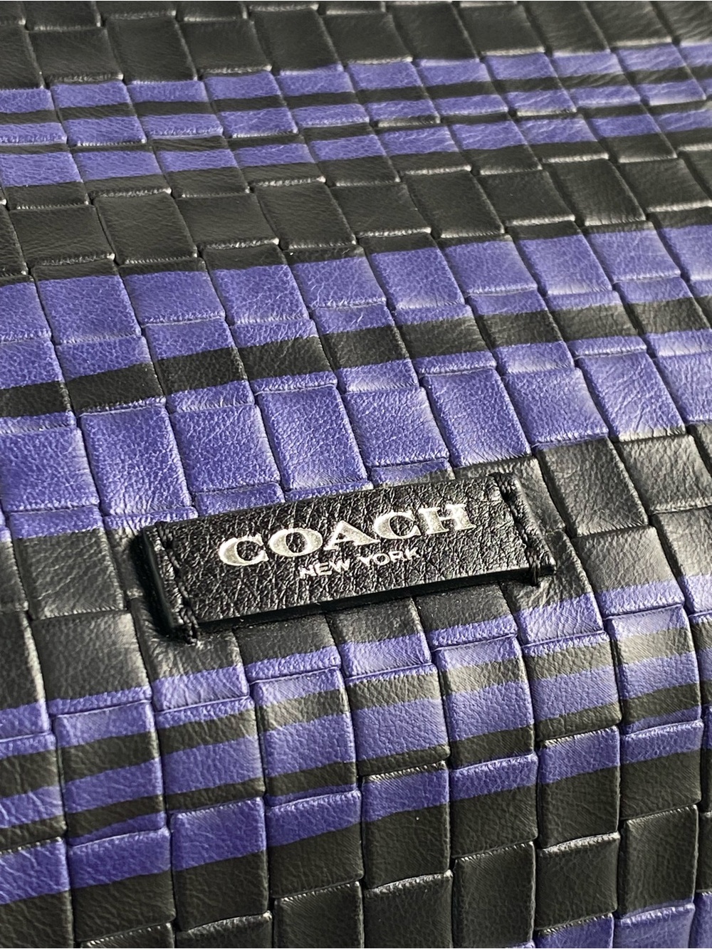 Coach Bleecker Woven Purple and Black Leather Satchel - Picture 4 of 13